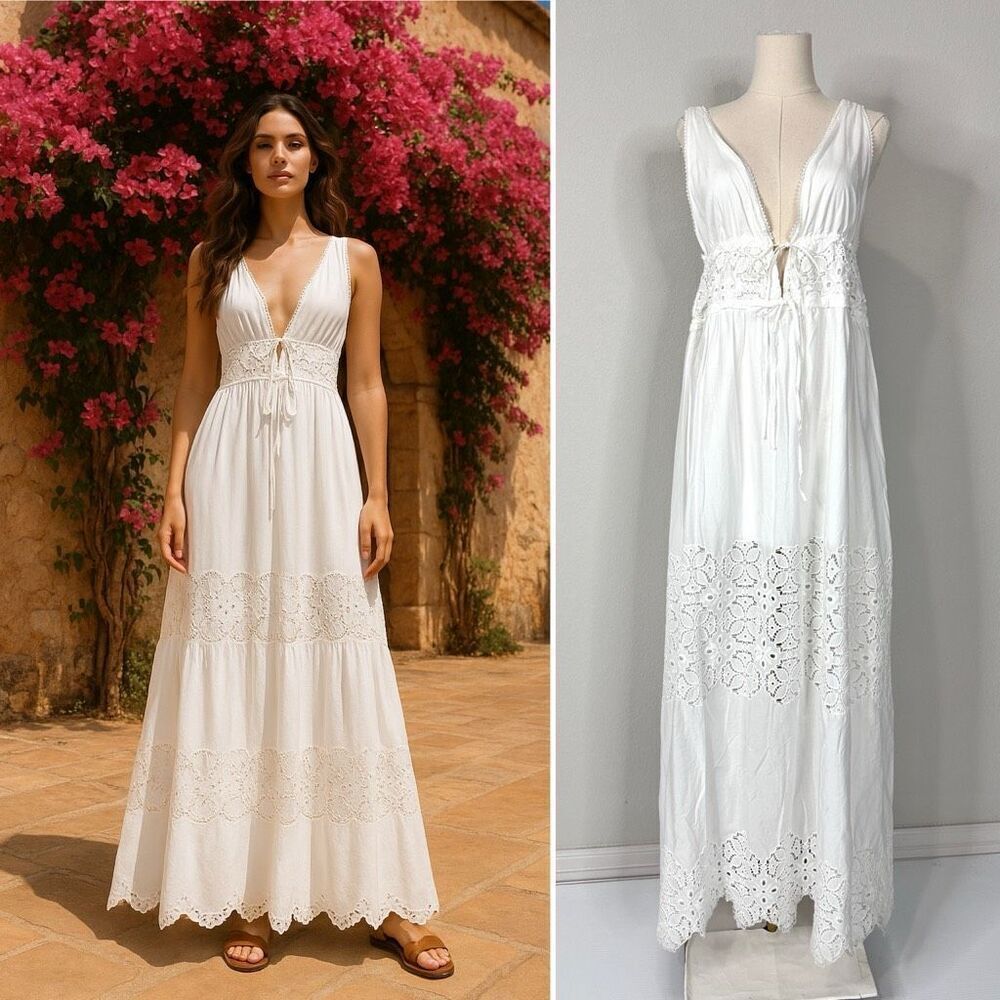 Jonathan Simkhai White Eyelet Maxi Dress